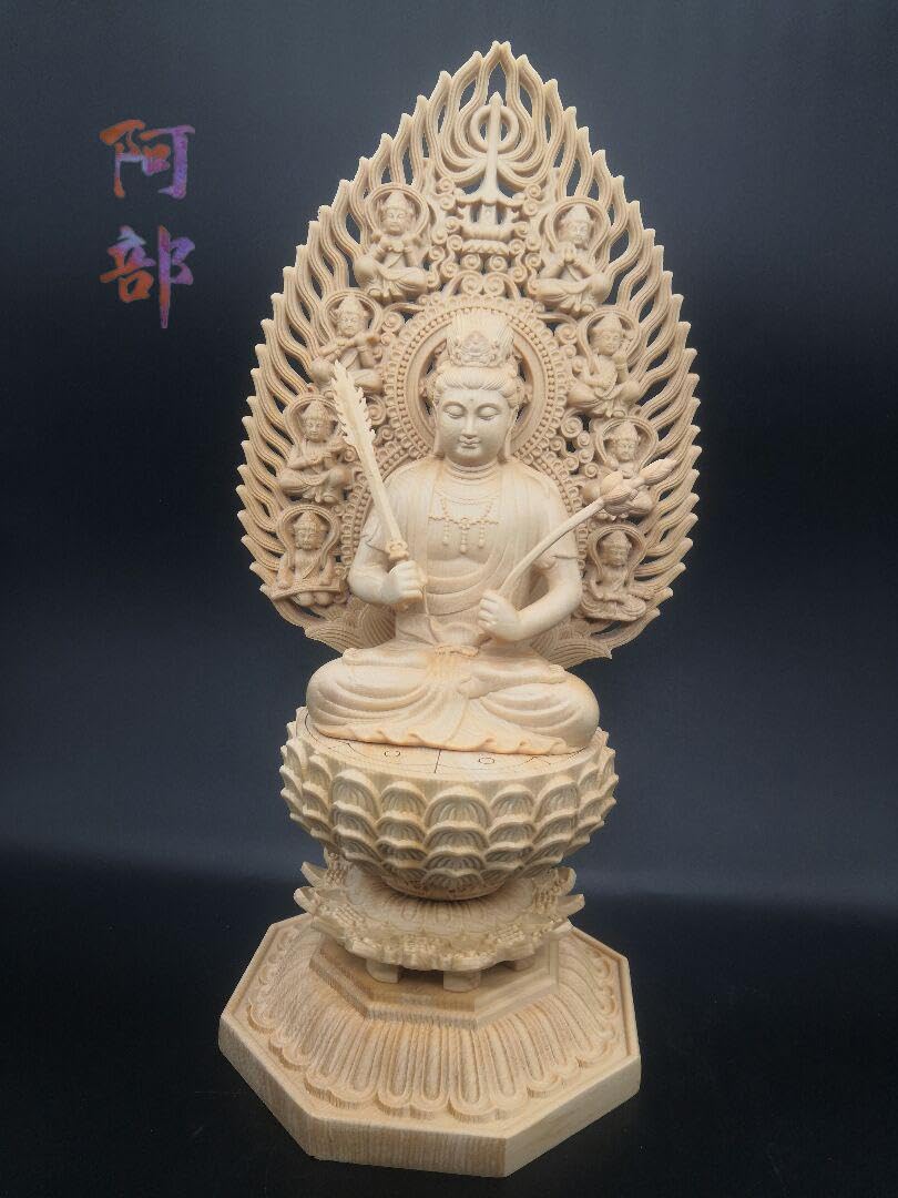 木彫 仏像 2点セット 千手観音 虚空蔵菩薩 観音菩蕯 観音像 柘植